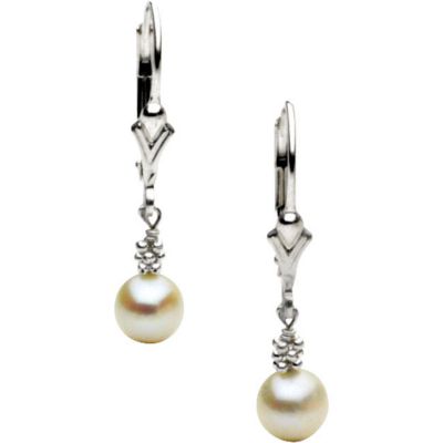 6 mm Cultured Pearl Lever Back Earrings