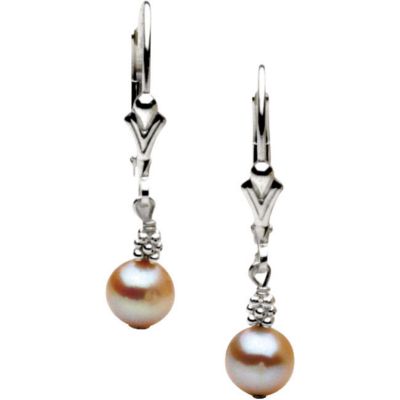 6 mm Pink Pearl Lever Back Earring