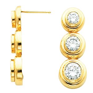 3 Stone Bezel Earring Mounting