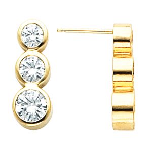 3 Stone Bezel Earring Mounting