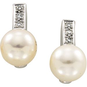 Freshwater Cultured Pearl & Diamond Earrings