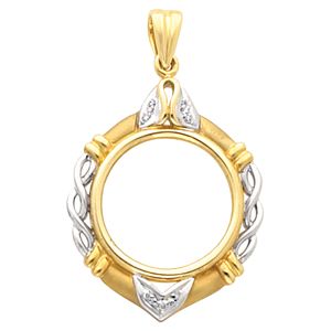Diamond-set Tab Back Frame Pendant for 1/10 ounce American Eagle Coin Mounting