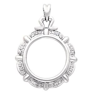 Diamond-set Tab Back Frame Pendant for 1/10 ounce American Eagle Coin