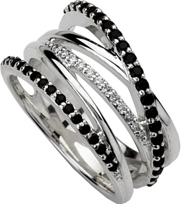Genuine Black Spinel & Diamond Ring