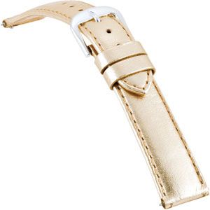18mm Ladies Regular Ez-Change Gold Metallic Leather Watch Strap