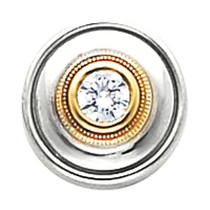 Two-Tone  Bezel-Set Solitaire Earring Mounting