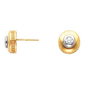 Two-Tone  Bezel-Set Solitaire Earring Mounting