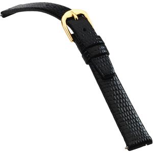 10mm Ladies Regular Flat Lizard-Grain Black Watch Strap