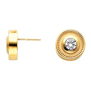 Bezel-Set Solitaire Earring Mounting for Round Center