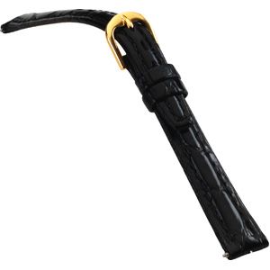 10mm Ladies Regular Crocodile-Grain Semi-Padded Black Watch Strap