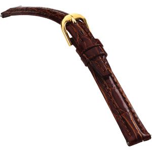 10mm Ladies Regular Crocodile-Grain Semi-Padded Burgundy Watch Strap