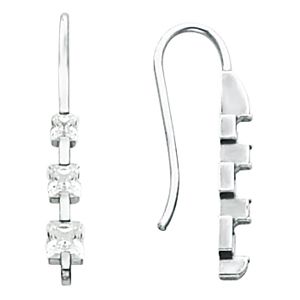 3 Stone Princess Earring Mounting