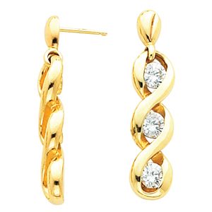 3 Stone Twisted Earring Mounting