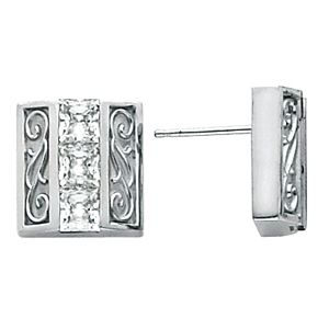3 Stone Princess Earring Mounting
