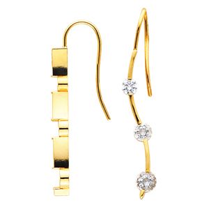 3 Stone Round Bar Earring Mounting