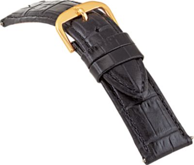 20mm Ladies Short Alligator Grain Padded Black Watch Strap