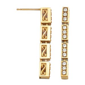 Four Link Scroll Linear & Curvilinear Drop Earring Mounting