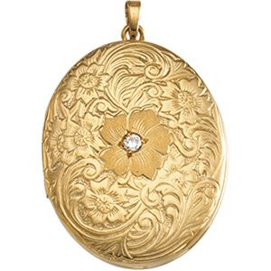 Oval Locket with Rose & Diamond