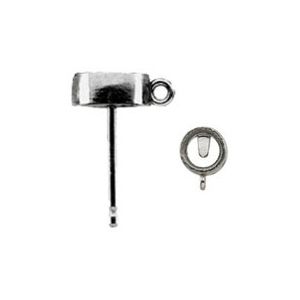 Round Full Bezel Cab Earring Top with Ring