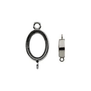 Oval Cabochon Bezel Link Component with Rings