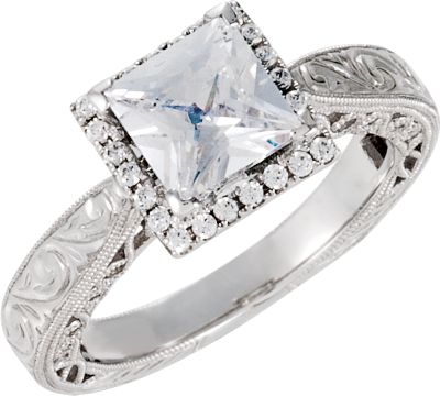 Semi-Mount Engraved Engagement Ring