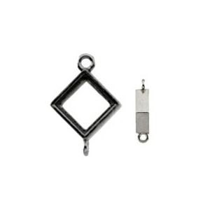 Diamond-Shape Bezel Link Component with Rings