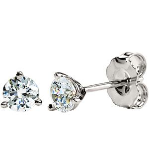 Created Moissanite 3 Prong Round Earrings