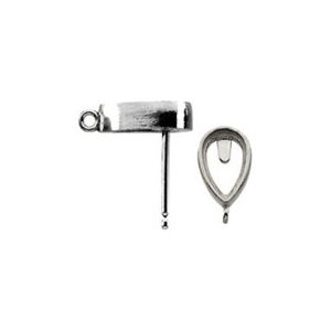 Cabochon Pear Bezel Earring Top with Ring