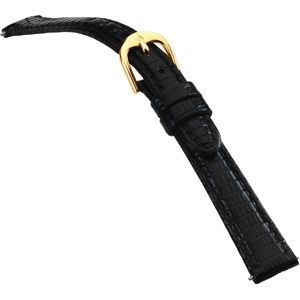 10mm Ladies Long Genuine Lizard Black Watch Strap