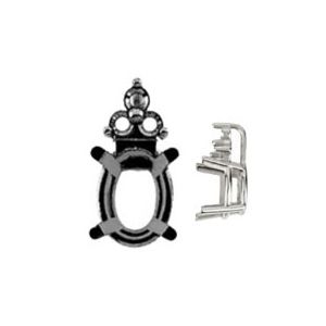 Oval 4-Prong Wire Basket Setting with Trio Accents