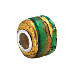 Kera™ Gold & Green Murano Glass Wheel Bead