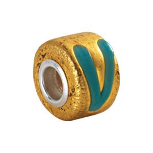Kera™ Gold & Turquoise Murano Glass Wheel Bead