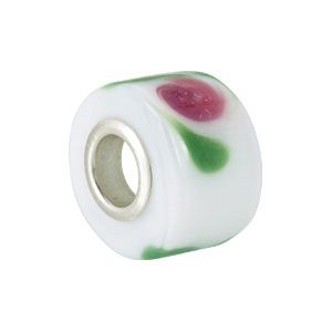 Kera™ White Murano Glass Roses Wheel Bead