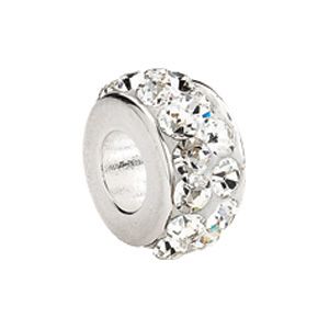 Kera™ Sterling Silver Roundel Bead with Pave' Crystals