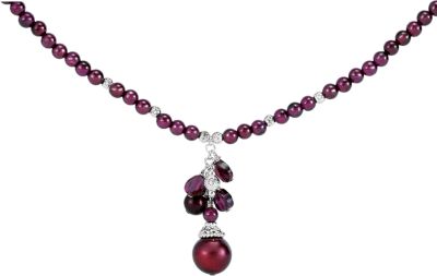 Freshwater Cultured Dyed Pearl & Rhodolite Garnet Necklace 