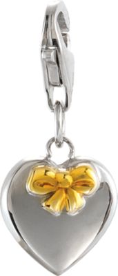 Heart Charm with Yellow Plated Bow Accent
