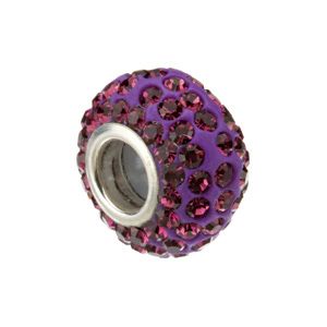 Kera™ Roundel Bead with Pavé Purple Crystals