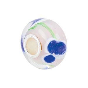 Kera™ Blue Flower Green Swirl Glass Bead