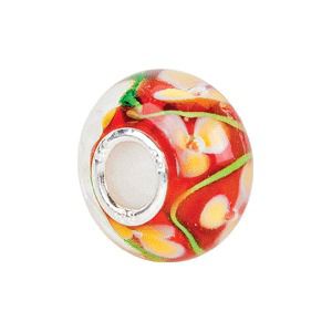 Kera™ Red with Yellow Flower Glass Bead