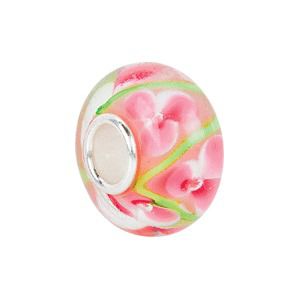 Kera™ Pink and Green Flower Glass Bead