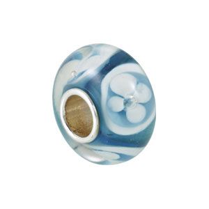 Kera™ Turquoise with White Flower Glass Bead