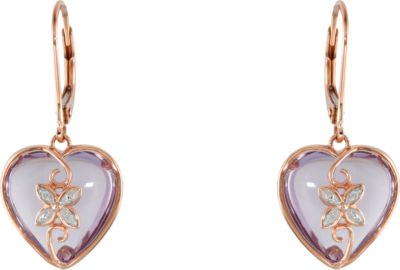 Genuine Rose de France & Diamond Lever Back Earrings