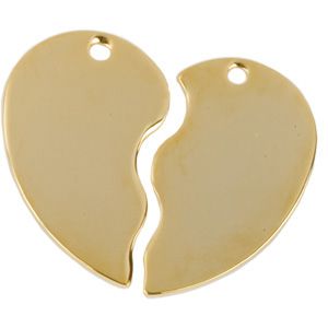 GOLD PLATED BROKEN HEART MEDAL (RIGHT & LEFT SET) 51X46MM PK/10