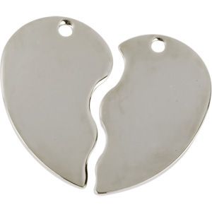 RHODIUM PLATED BROKEN HEART MEDAL (RIGHT & LEFT SET) 51X46MM PK/10