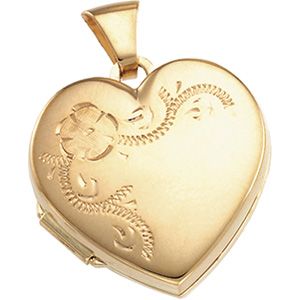 Embossed Flower Heart Locket