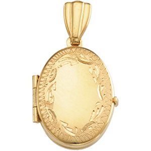 Engraved Rim Oval Locket