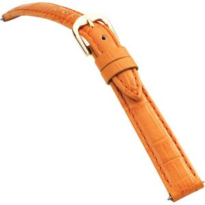 20mm Ladies Short Alligator Grain Padded Orange Watch Strap