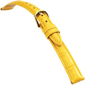 12mm Ladies Short Alligator Grain Padded Yellow Watch Strap