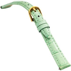 18mm Ladies Short Alligator Grain Padded Mint Watch Strap