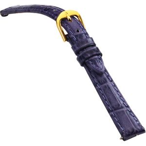 20mm Ladies Short Alligator Grain Padded Purple Watch Strap